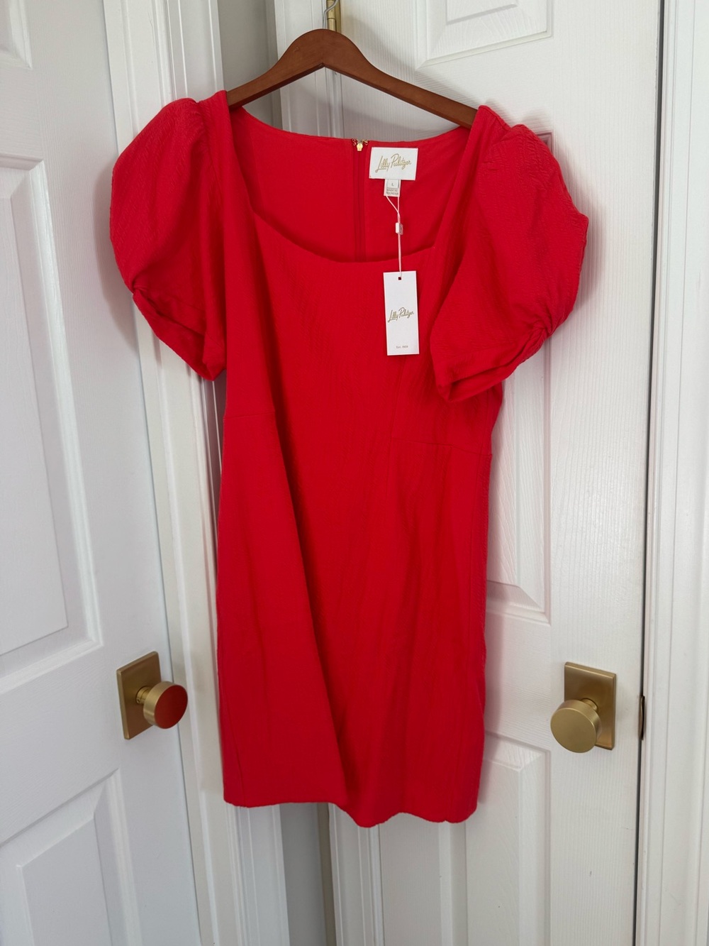 Lilly Pulitzer Bright Red Square-Neck Textured Dress
